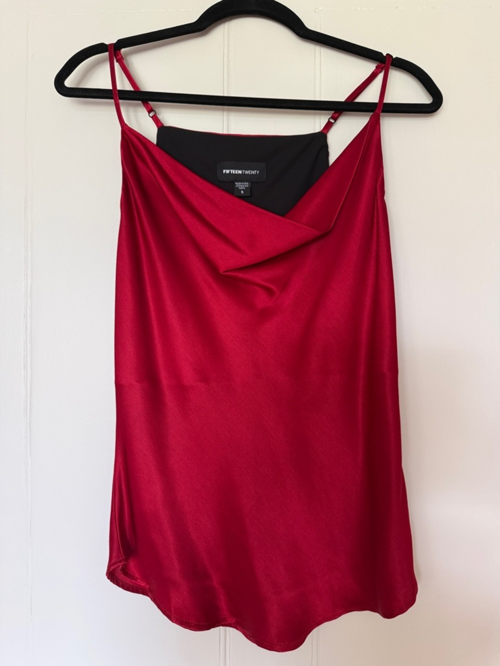 Fifteen Twenty Crimson Satin Cowl Neck Camisole